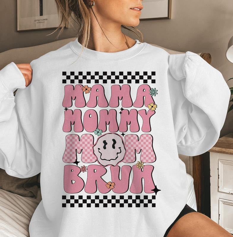 Funny Mama Sweatshirt, Mama Mommy Mom Bruh Sweatshirt, Mama Sweatshirt, Mother's Day, Funny mama quotes Sweatshirt, Checkered Mama Sweatshirt, Gift For Mom