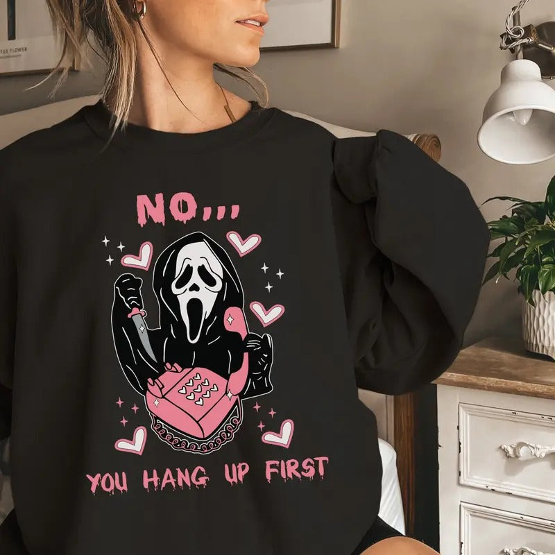 Funny Scream T-shirt, No You Hang Up Couples T-shirt, Ghostface Halloween T-shirt, Funny Valentine T-shirt, Funny Ghostface T-shirt, Halloween