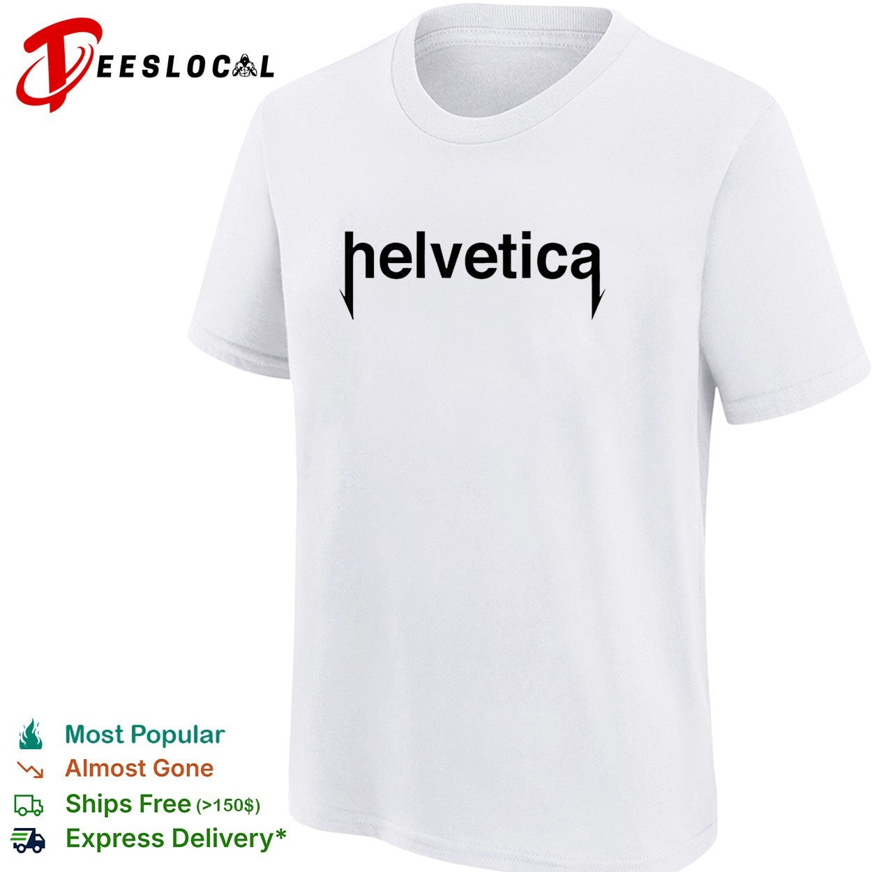 Funny metal Helvetica font shirt