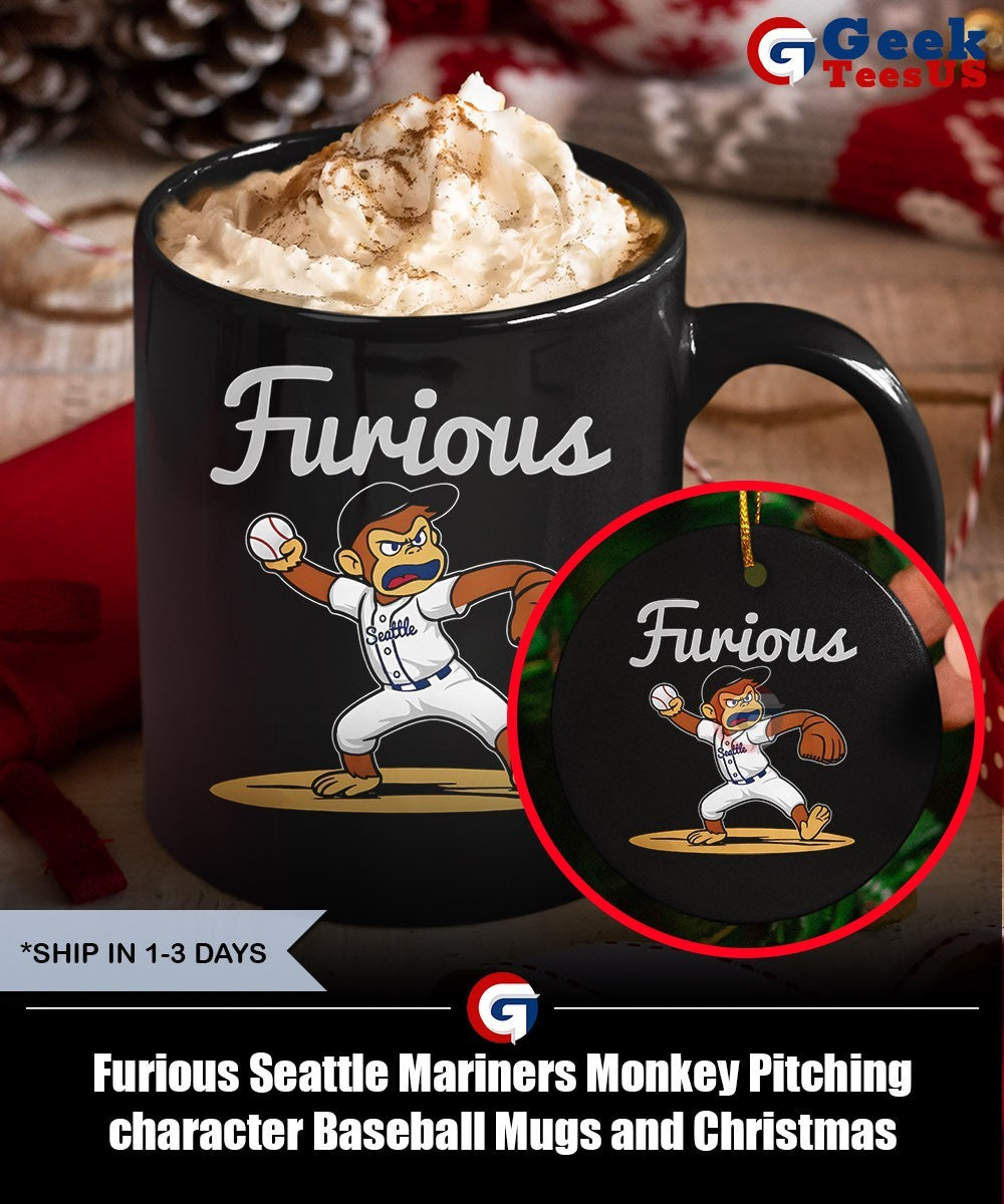 Furious Seattle Mariners Monkey Pitching character Baseball shirt