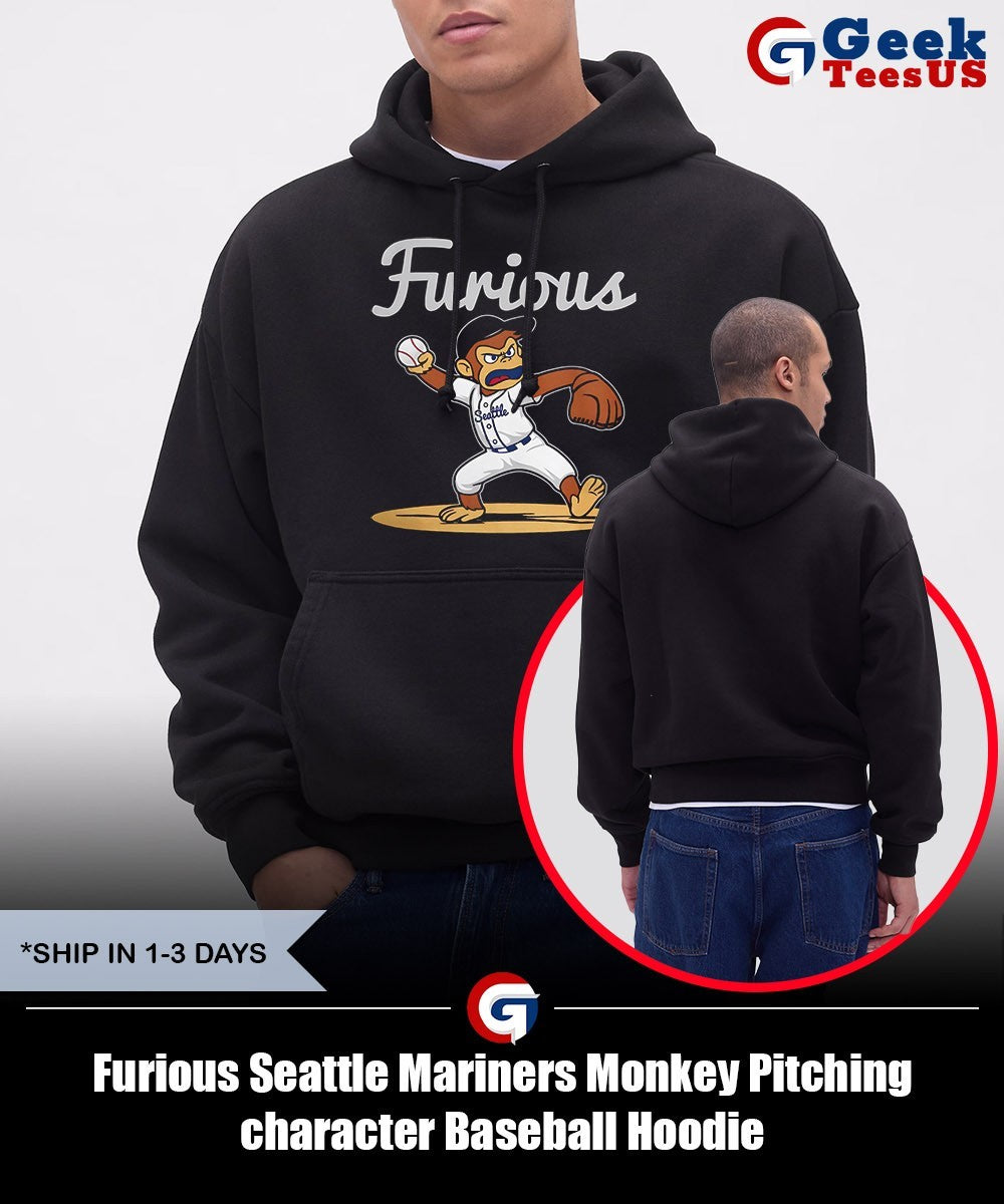 Furious Seattle Mariners Monkey Pitching character Baseball shirt