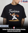 Furious Seattle Mariners Monkey Pitching character Baseball shirt