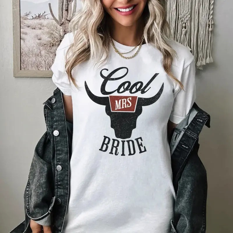 Future Mrs Bride Shirt, Cool Bride Tee, Custom Western Graphic Tee, Engagement Bride To Be, Bridal Party Shirt, Cowgirl Bride, Beer Bride