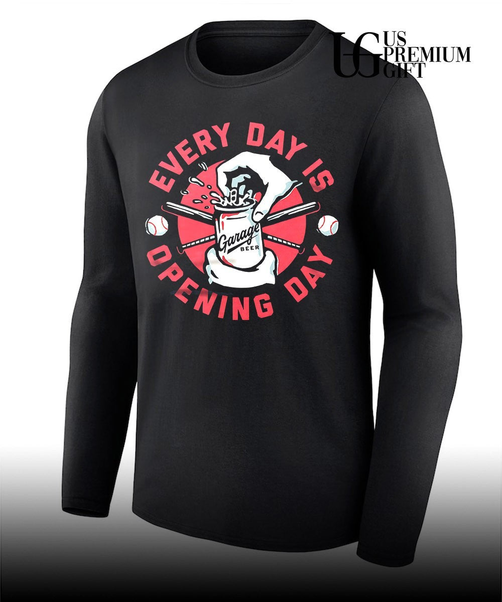 Garage beer every day is opening day circle baseball shirt
