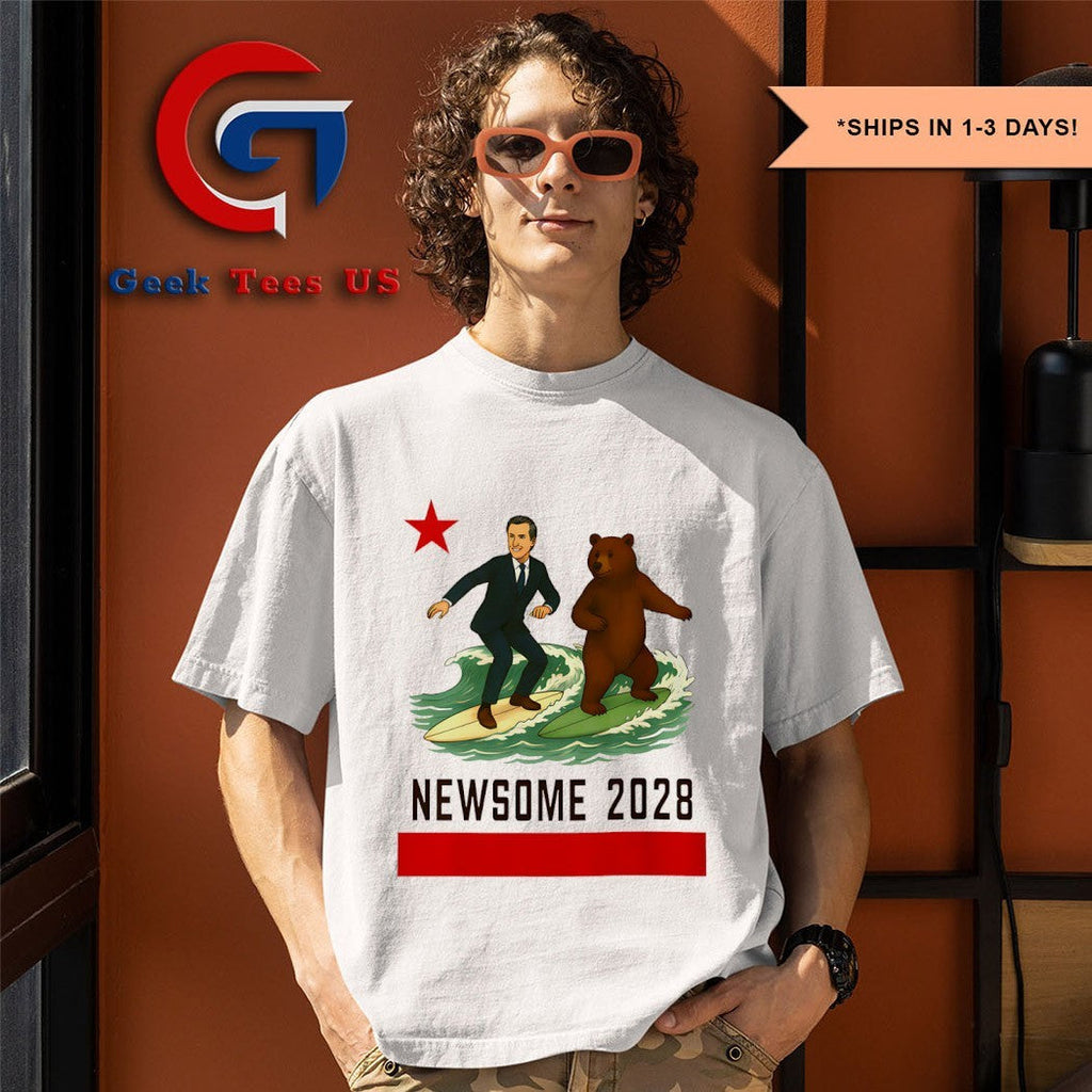 Gavin Newsom 2028 Election Surfing California flag Bear shirt