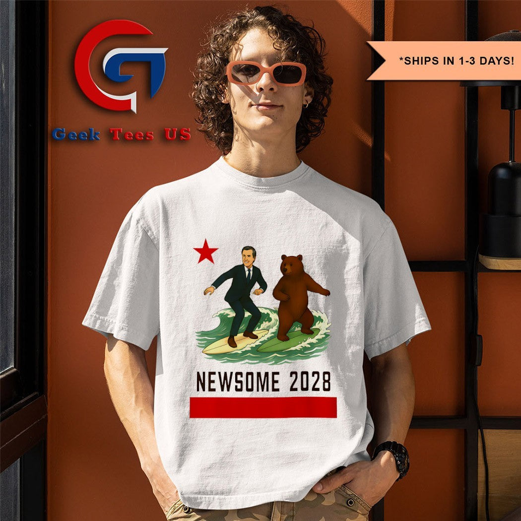 Gavin Newsom 2028 Election Surfing California flag Bear shirt