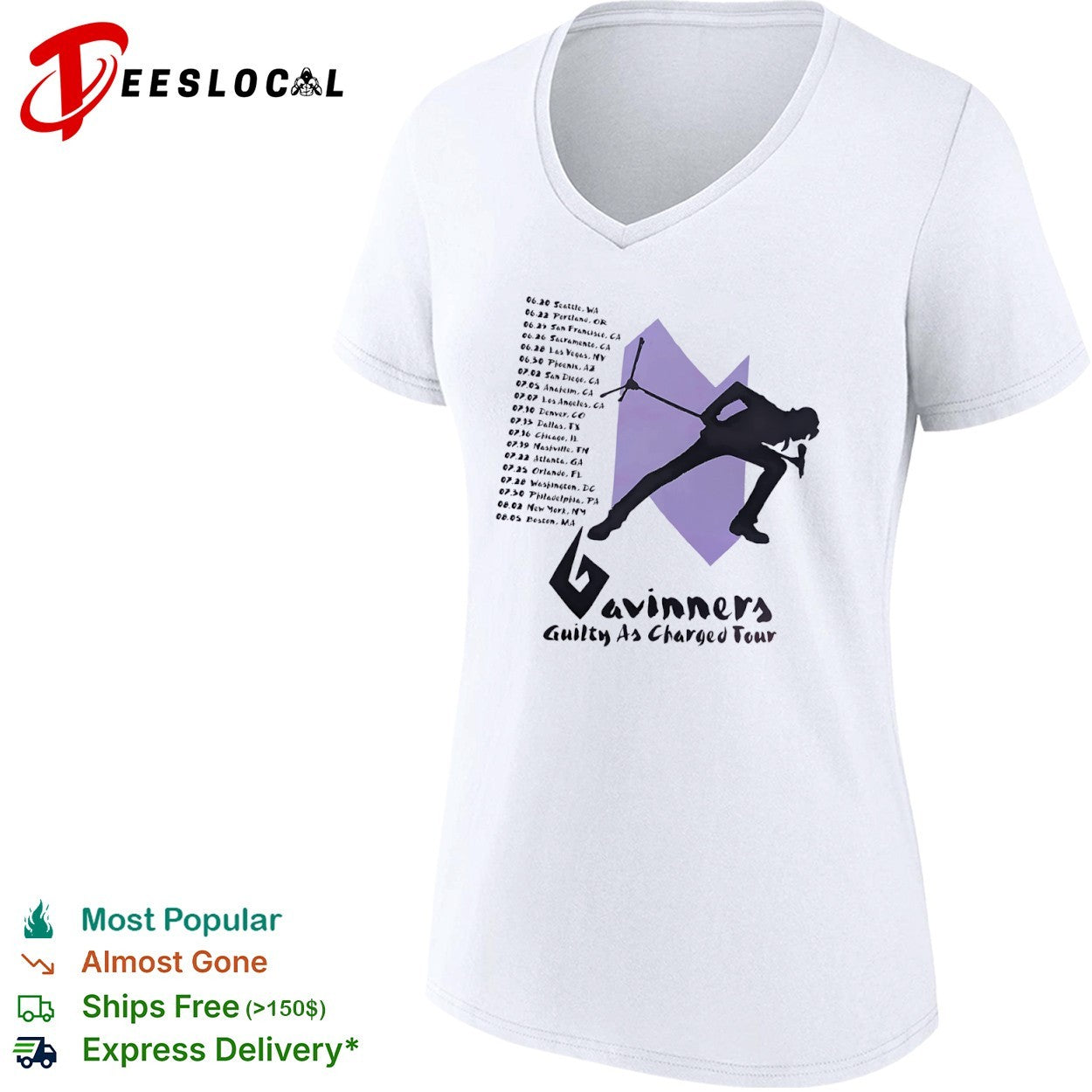 Gavinner’s Guilty as Charged Tour Concert Dates shirt