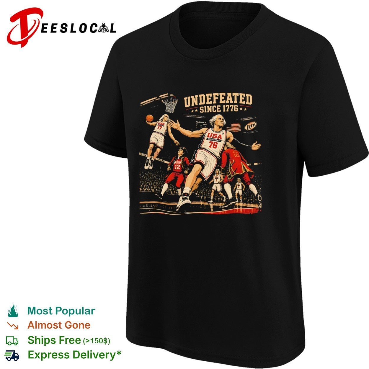 George Washington Undefeated Since 1776 USA Basketball Philadelphia 76 Shirt