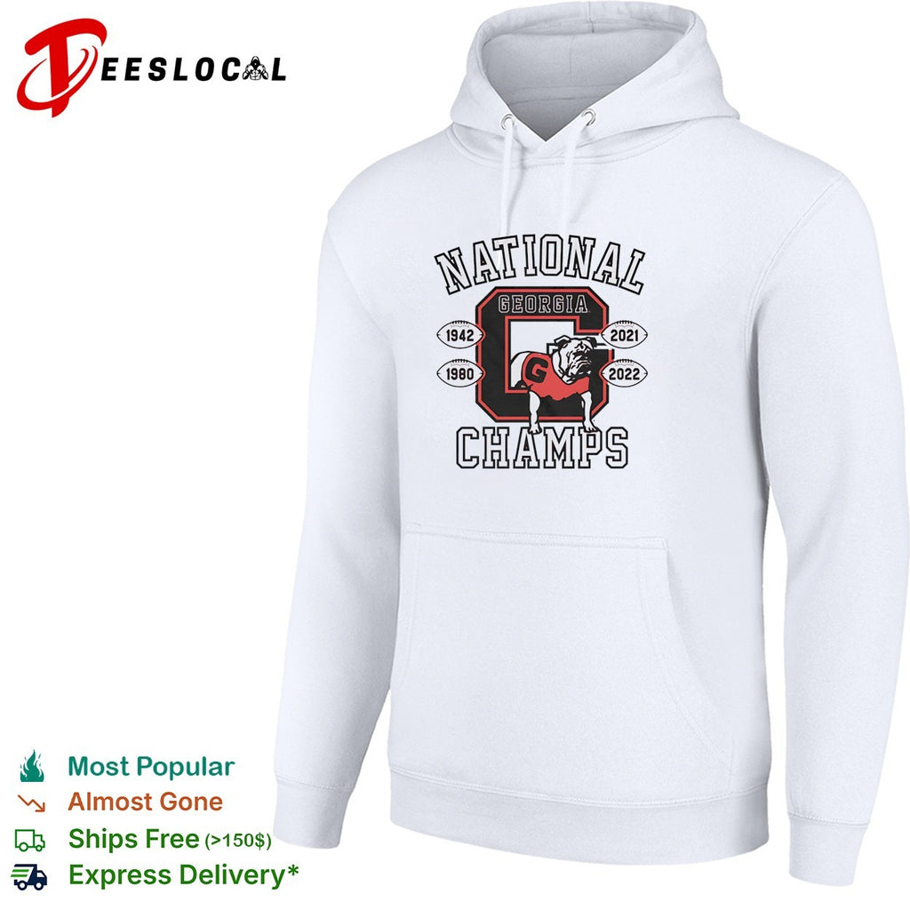 Georgia Bulldogs national champs 1942 1980 2021 2022 bulldog mascot shirt