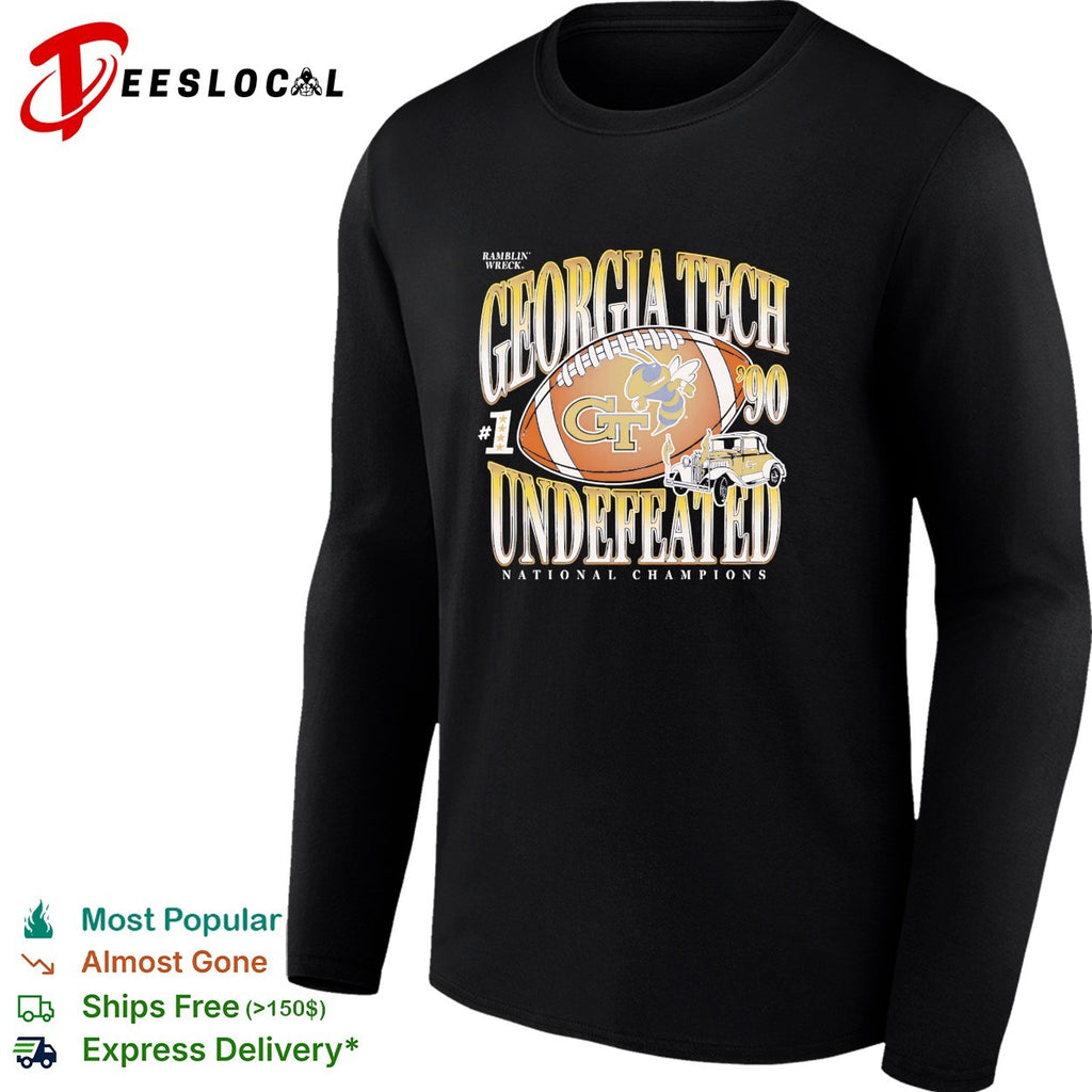 Georgia Tech Yellow Jackets Ramblin’ Wreck 1990 undefeated national champions shirt