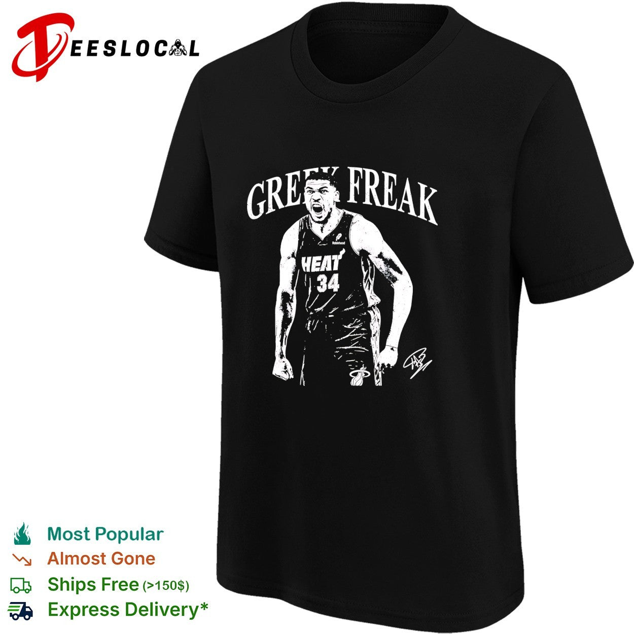 Giannis Antetokounmpo Greek Freak Miami Heat basketball signature shirt