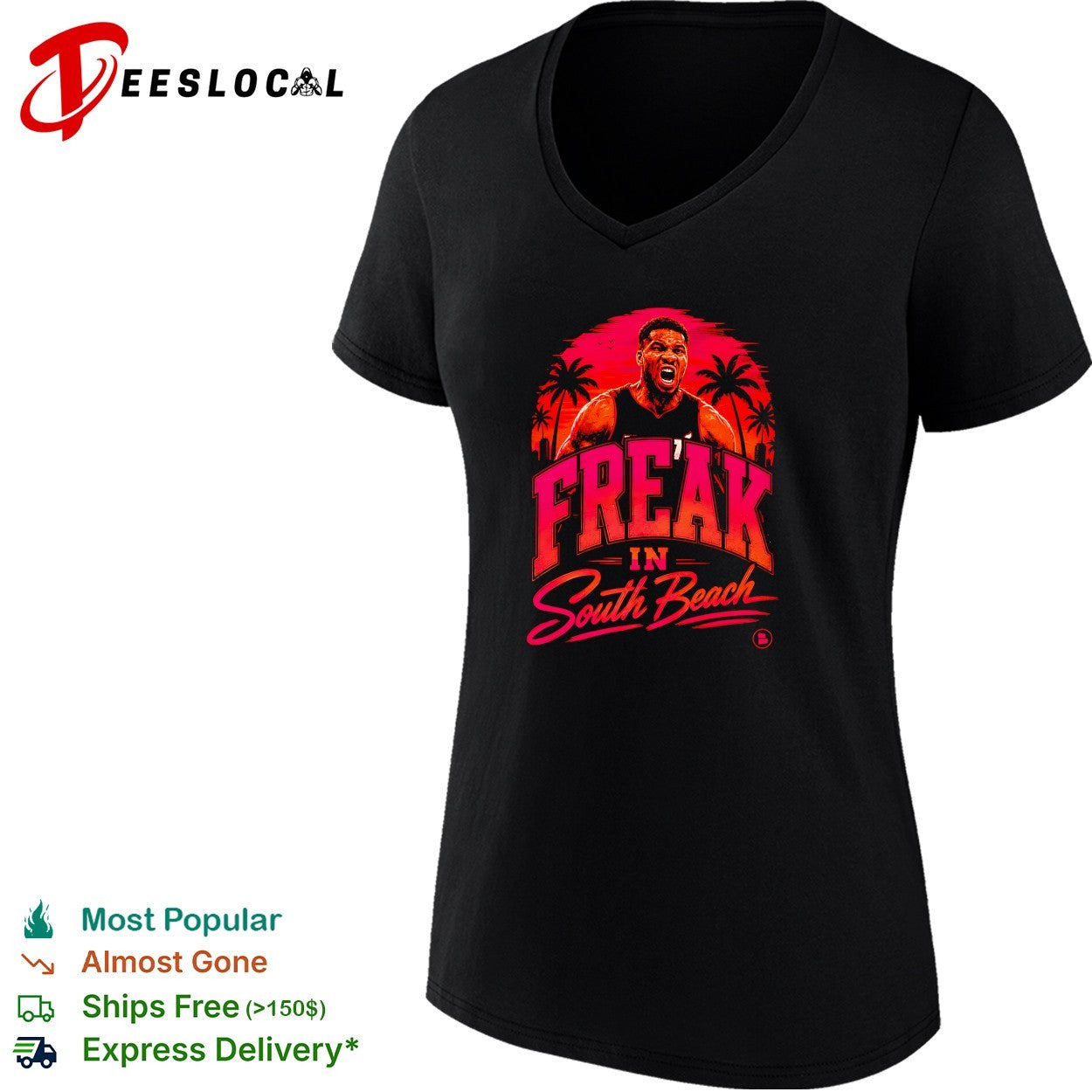 Giannis Antetokounmpo freak in South Beach Miami Heat shirt