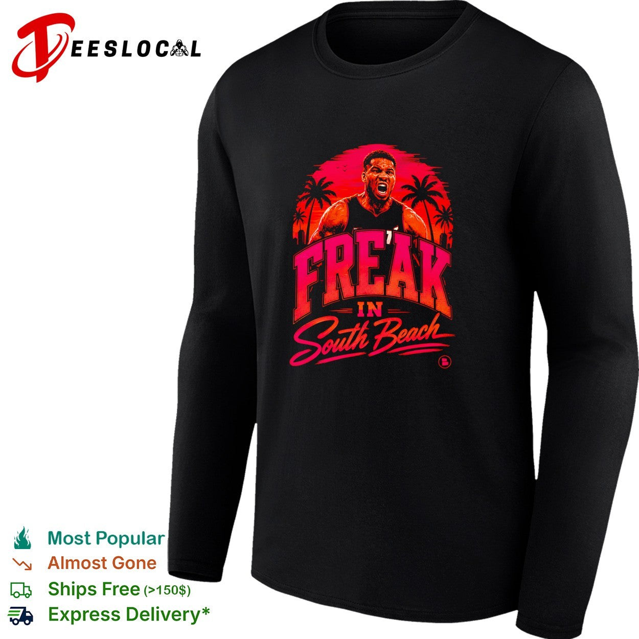 Giannis Antetokounmpo freak in South Beach Miami Heat shirt