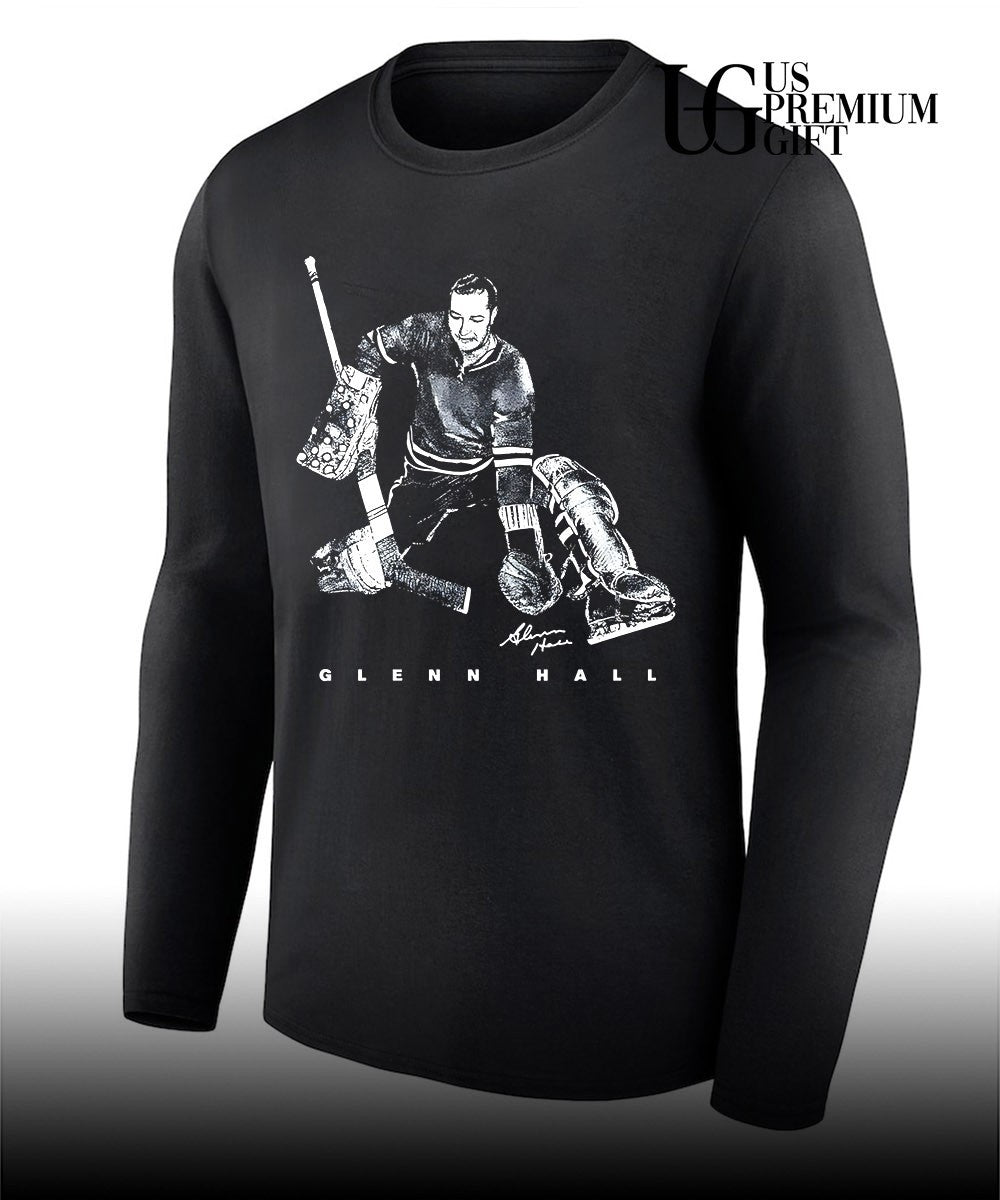 Glenn Hall Chicago Blackhawks hockey bitmap signature shirt