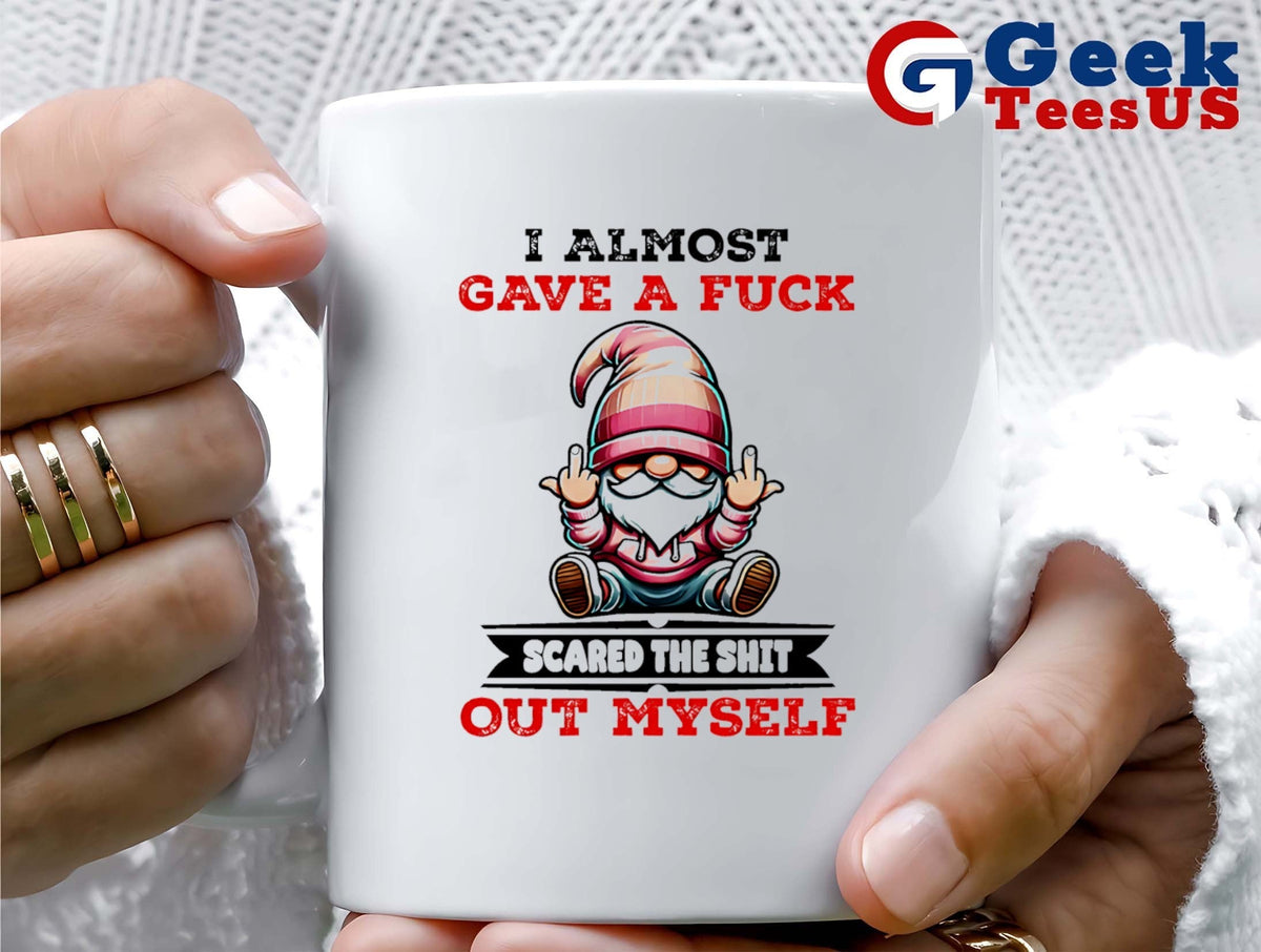Gnome middle finger I almost gave a fuck scared the shit out myself shirt