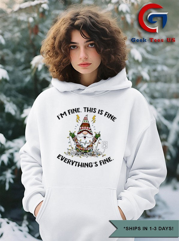Gnome tree im fine this is fine everythings fine Merry Christmas 2025 shirt