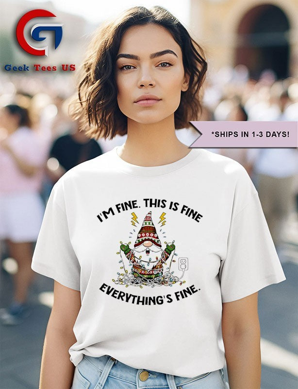 Gnome tree im fine this is fine everythings fine Merry Christmas 2025 shirt