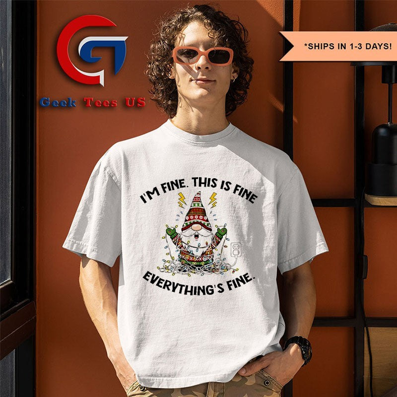 Gnome tree im fine this is fine everythings fine Merry Christmas 2025 shirt