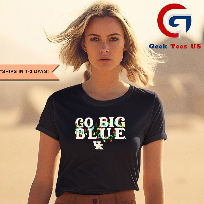 Go Big Blue Kentucky Wildcats string lights Christmas logo shirt