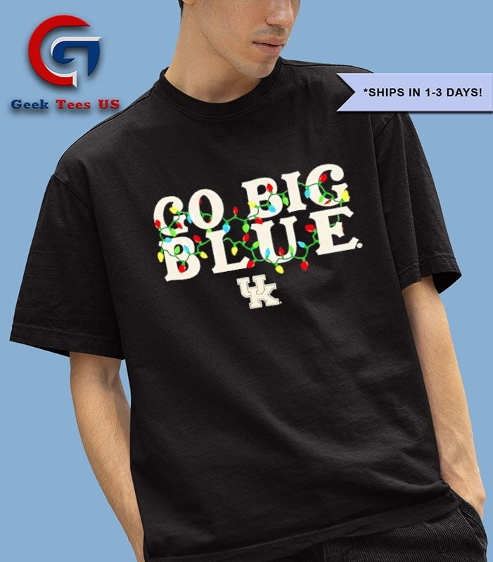 Go Big Blue Kentucky Wildcats string lights Christmas logo shirt