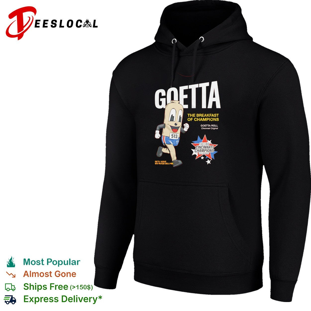 Goetta mascot running marathon race bib 513 breakfast of champions cincinnati shirt