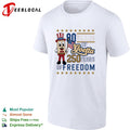 Goetta mascot waving american flag 80 years of goetta 250 years of freedom shirt
