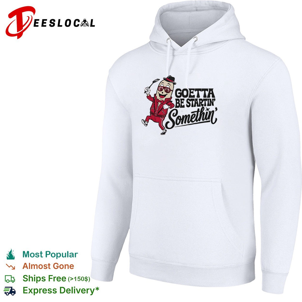 Goetta mascot wearing hat and sunglasses dancing goetta be startin somethin shirt
