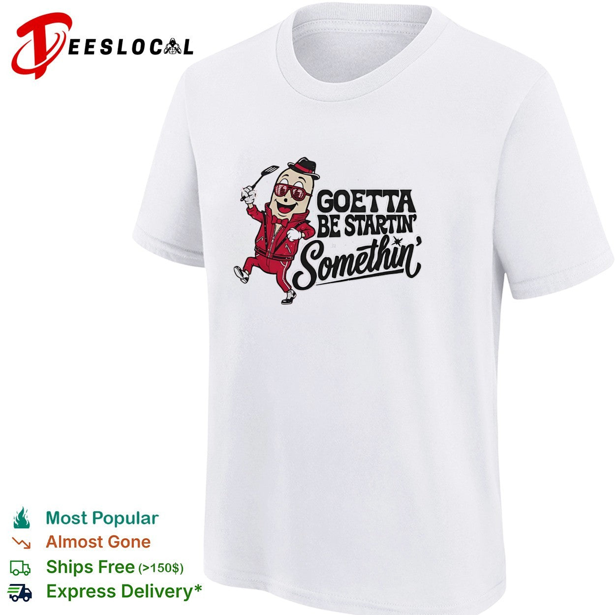 Goetta mascot wearing hat and sunglasses dancing goetta be startin somethin shirt