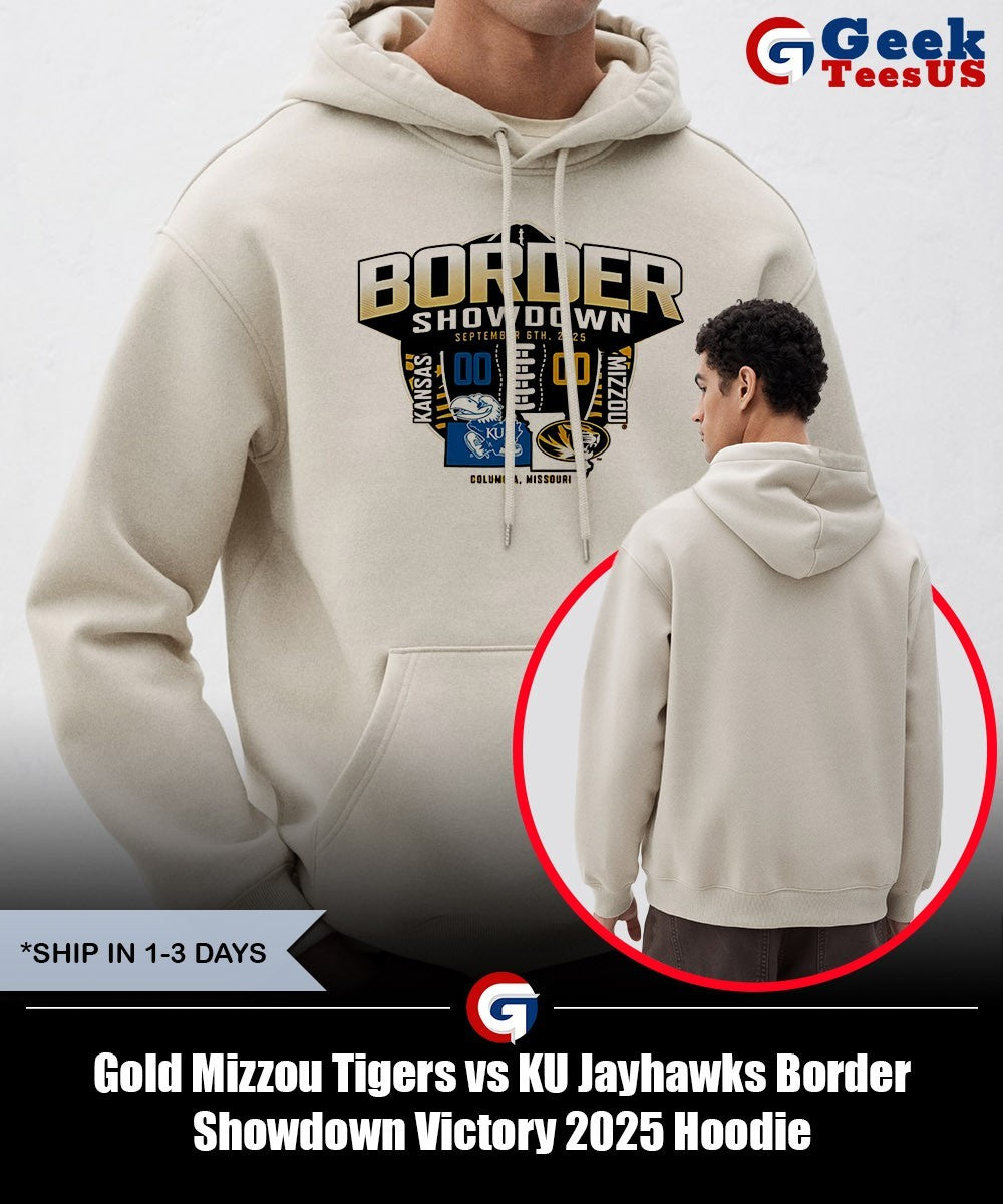 Gold Mizzou Tigers vs KU Jayhawks Border Showdown Victory 2025 shirt