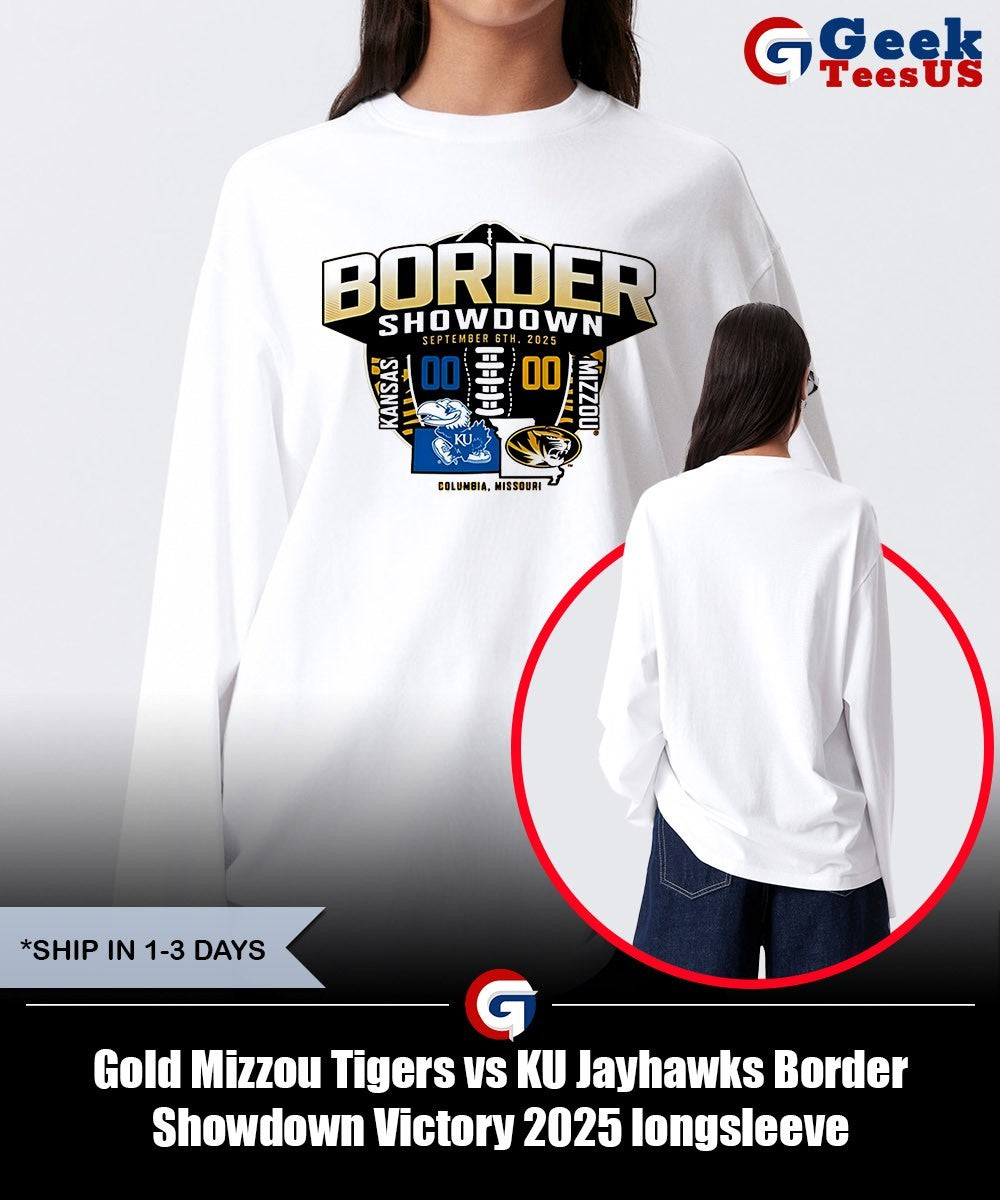 Gold Mizzou Tigers vs KU Jayhawks Border Showdown Victory 2025 shirt