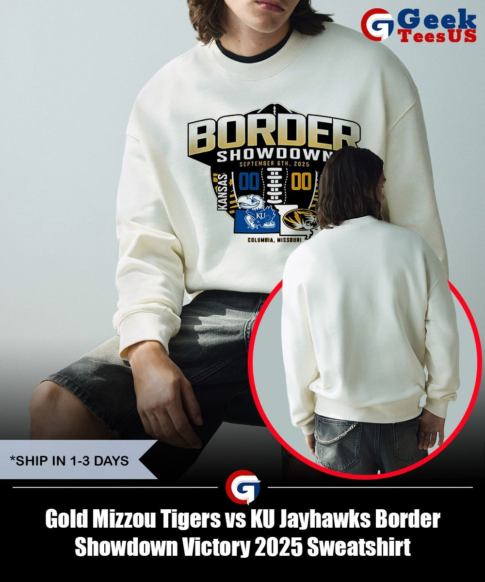 Gold Mizzou Tigers vs KU Jayhawks Border Showdown Victory 2025 shirt