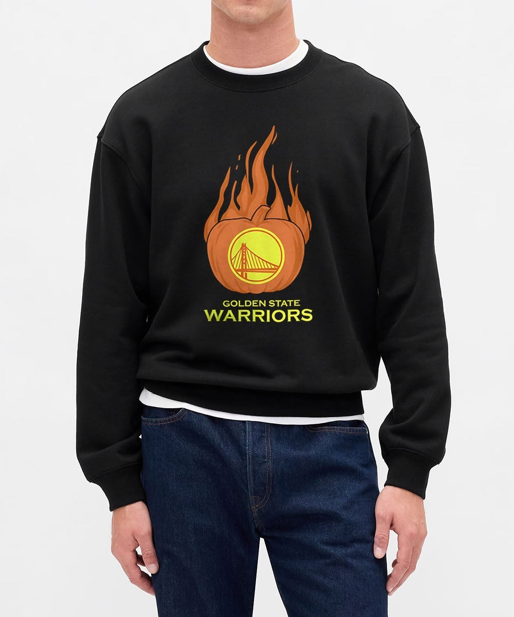 Golden State Warriors flaming pumpkin Halloween 2025 shirt