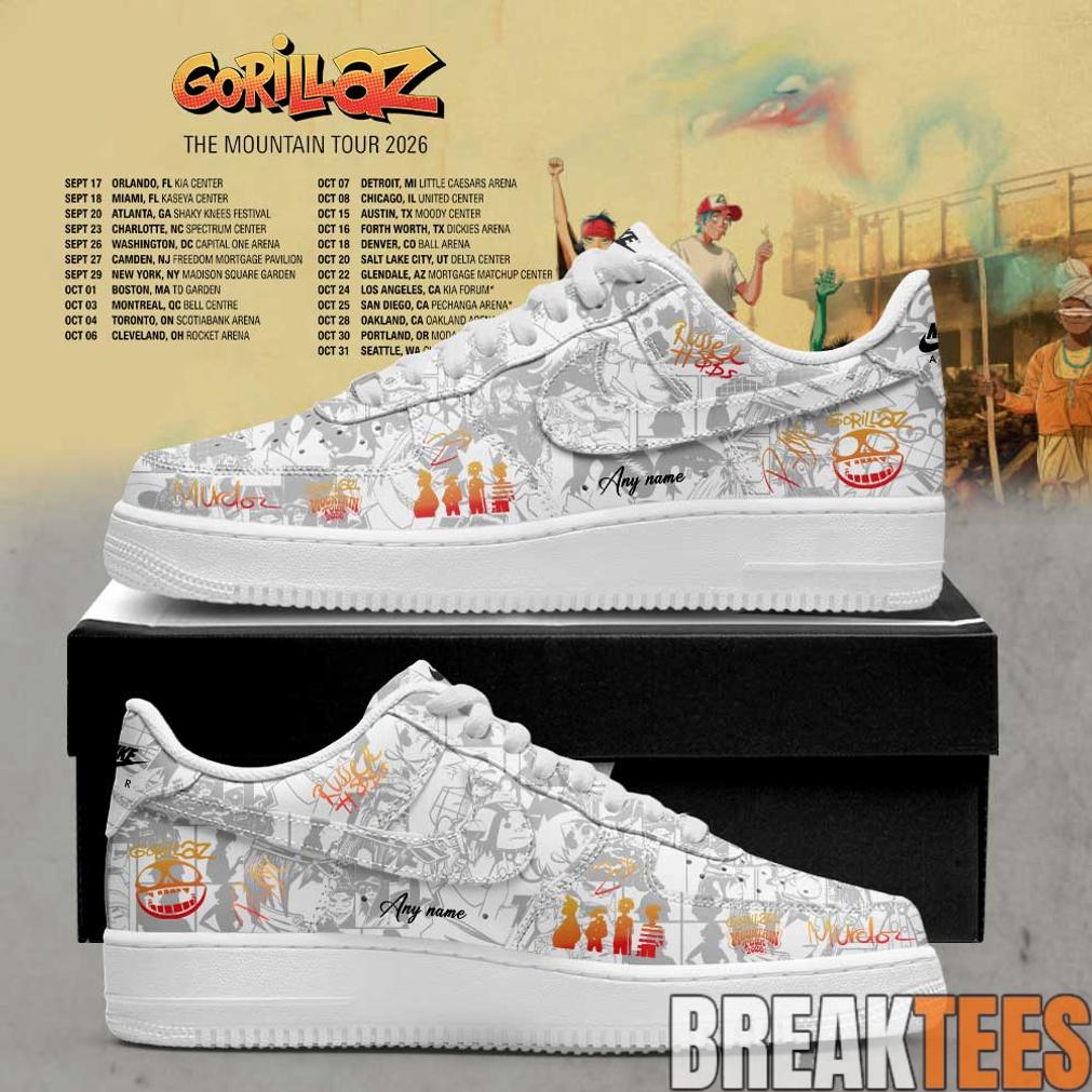 Gorillaz The Mountain Tour 2026 Signature Custom AF1 Shoes