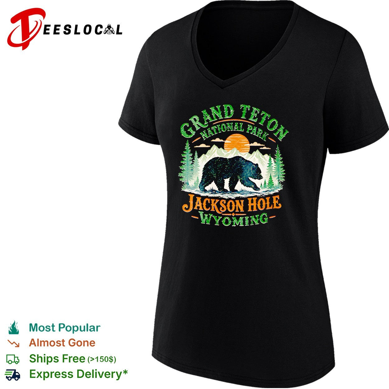 Grand Teton National Park bear walking beneath mountains Jackson Hole Wyoming shirt