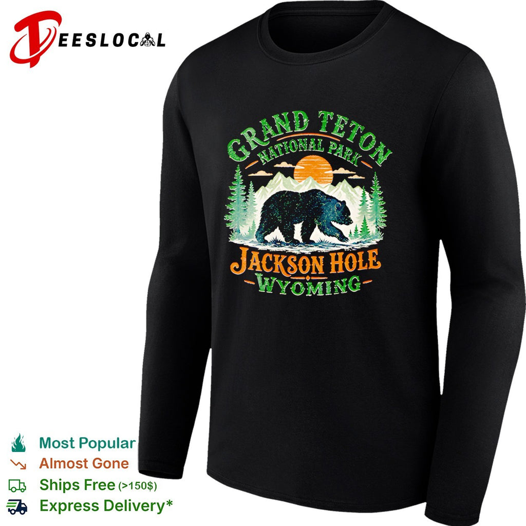 Grand Teton National Park bear walking beneath mountains Jackson Hole Wyoming shirt