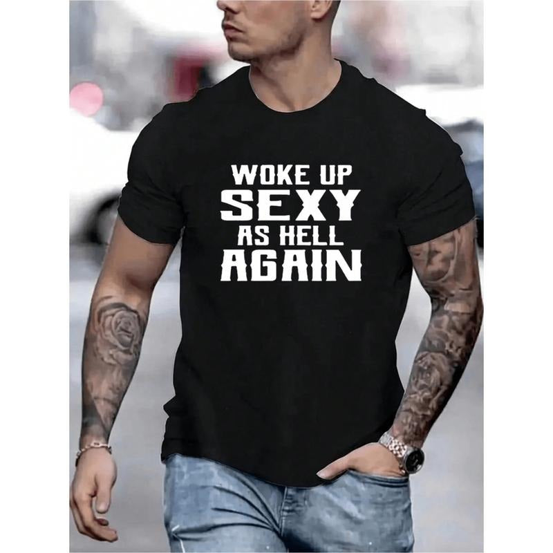 [Graphic Tees] Cotton durable print mens   up sexy as hell again graphic tee black cotton round neck short sleeve t shirt...