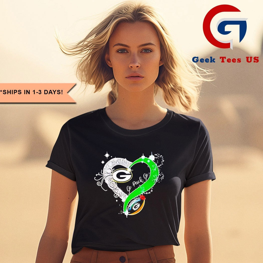 Green Bay Packers Go Pack Go Diamond Heart 2025 shirt