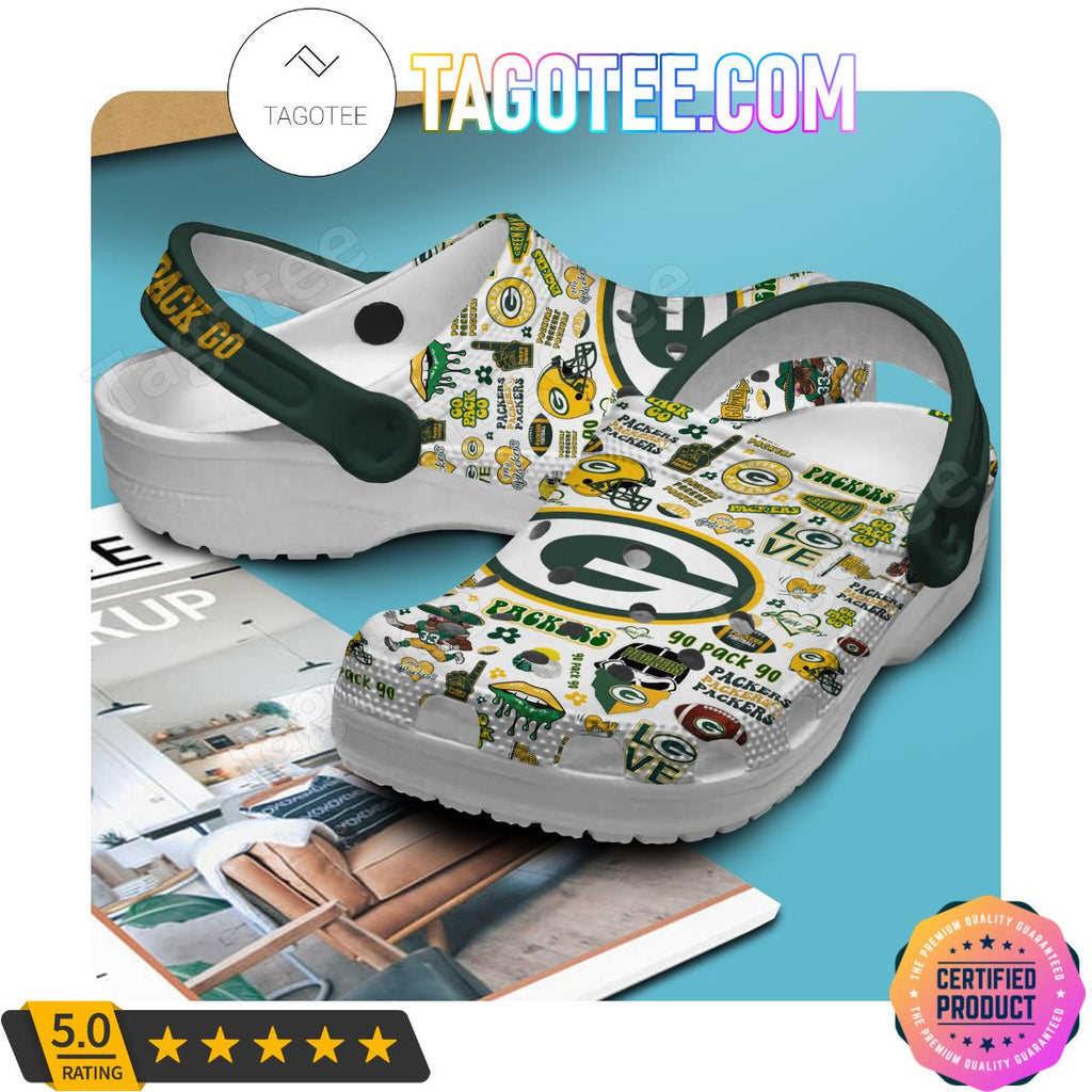 Green Bay Packers Go Pack Go Football Crocs Clogs
