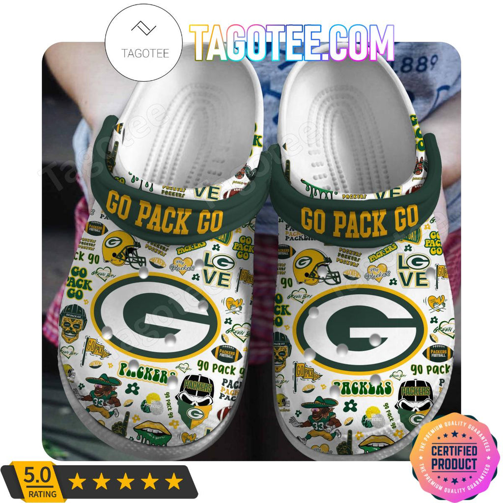 Green Bay Packers Go Pack Go Football Crocs Clogs