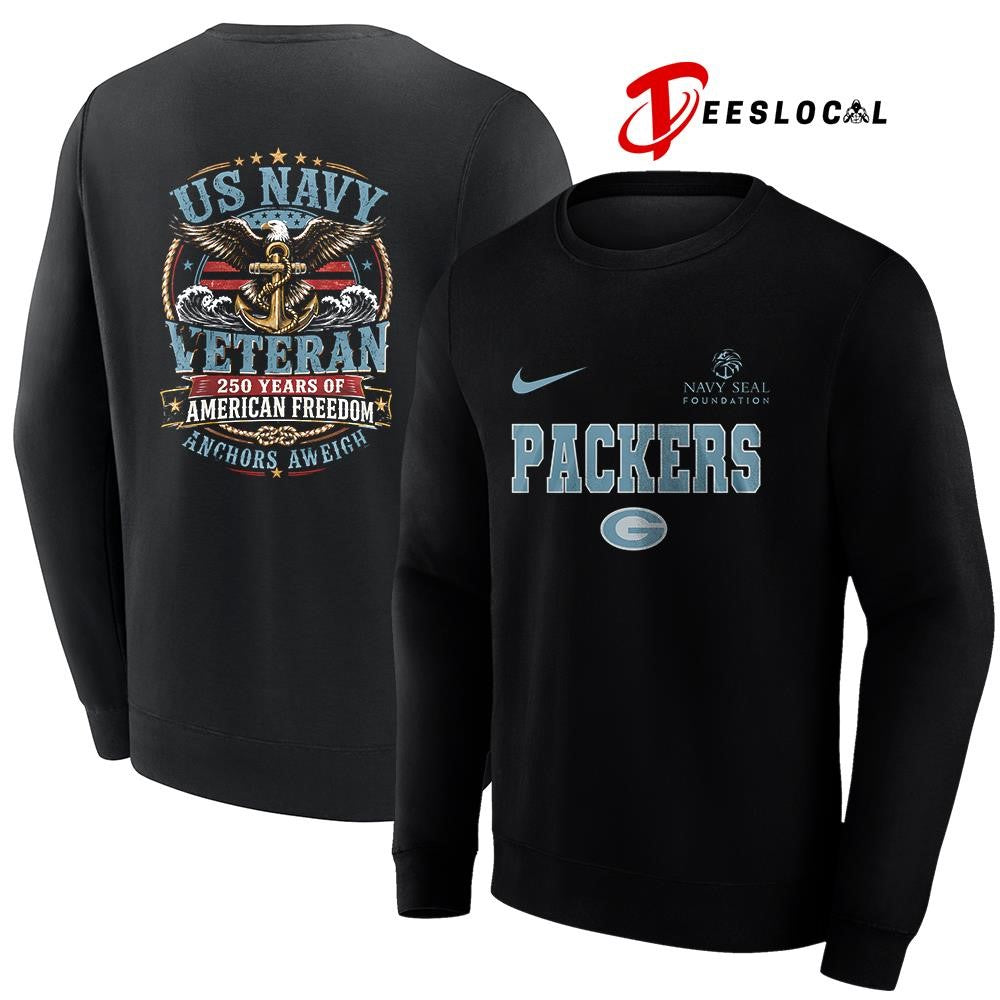 Green Bay Packers US Navy seal foundation 250 years of American freedom anchors aweigh shirt
