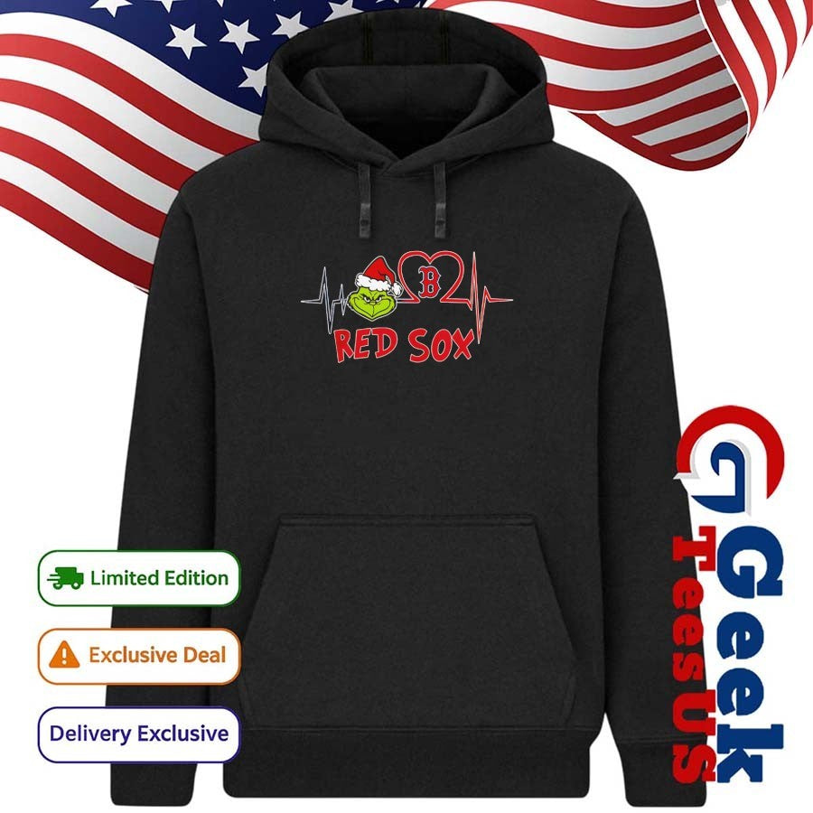 Grinch Santa heartbeat love Boston Red Sox MLB Merry Christmas 2025 shirt
