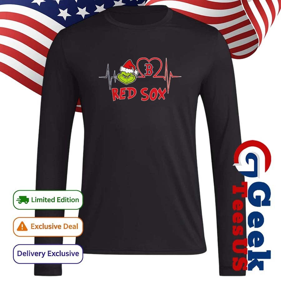 Grinch Santa heartbeat love Boston Red Sox MLB Merry Christmas 2025 shirt
