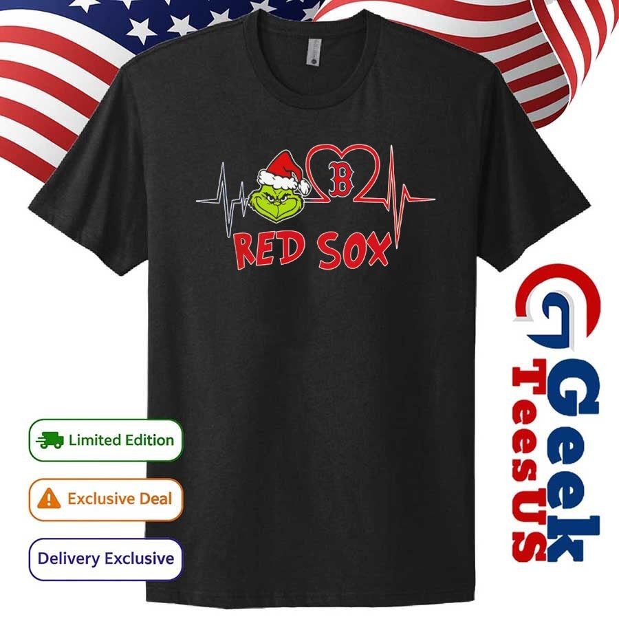 Grinch Santa heartbeat love Boston Red Sox MLB Merry Christmas 2025 shirt