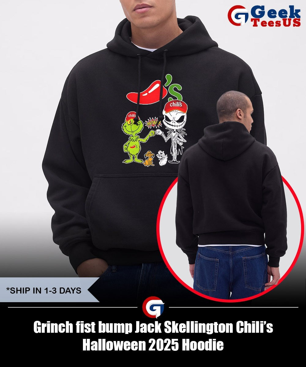 Grinch fist bump Jack Skellington Chili’s Halloween 2025 shirt