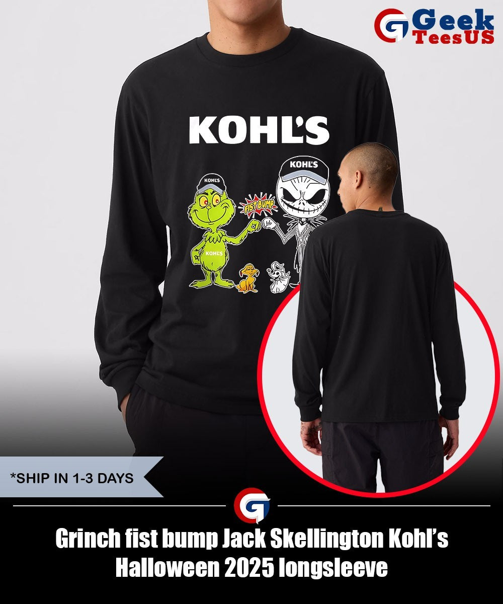 Grinch fist bump Jack Skellington Kohl’s Halloween 2025 shirt