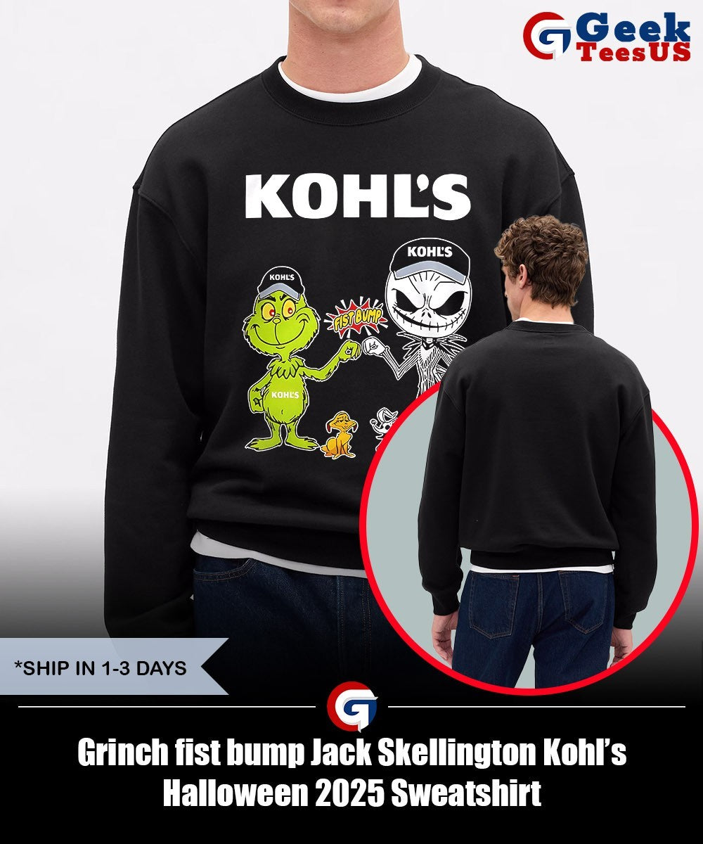 Grinch fist bump Jack Skellington Kohl’s Halloween 2025 shirt