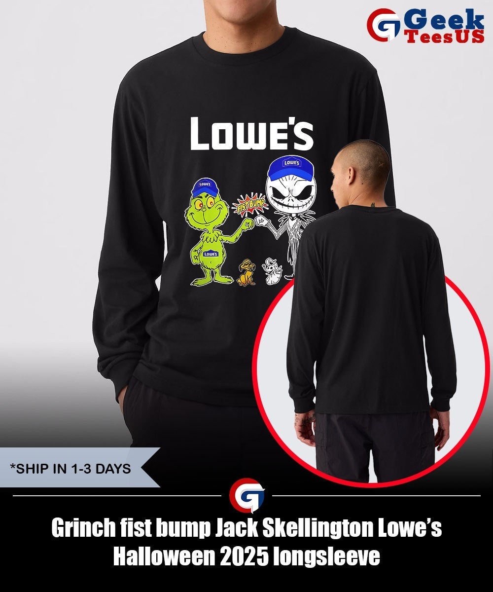Grinch fist bump Jack Skellington Lowe’s Halloween 2025 shirt