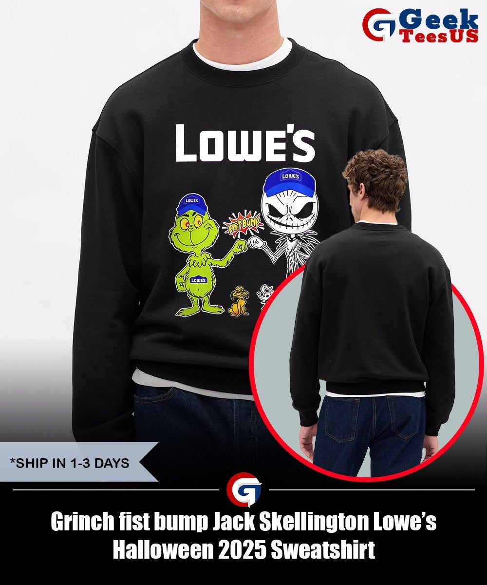 Grinch fist bump Jack Skellington Lowe’s Halloween 2025 shirt