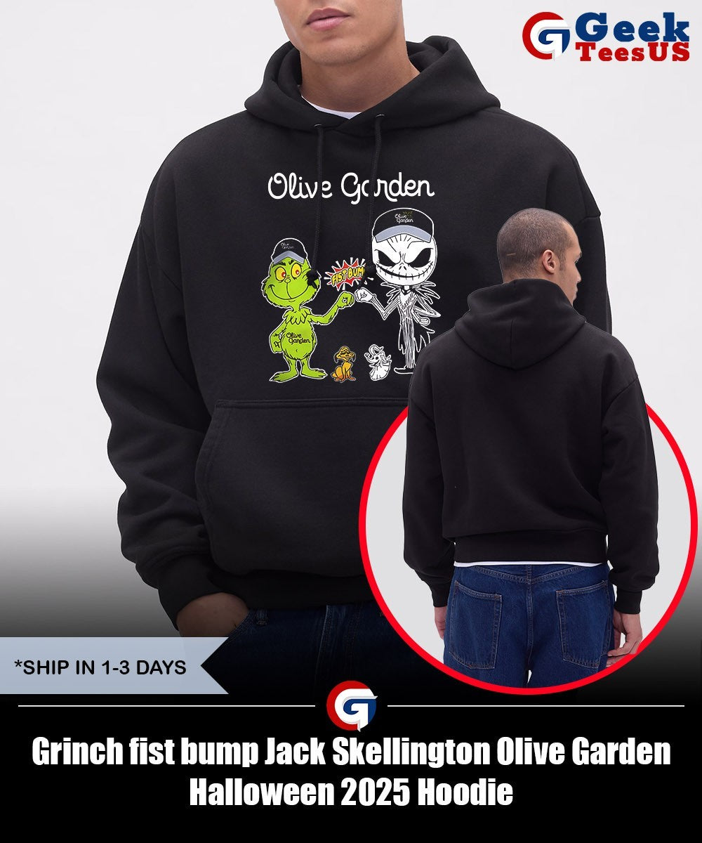 Grinch fist bump Jack Skellington Olive Garden Halloween 2025 shirt