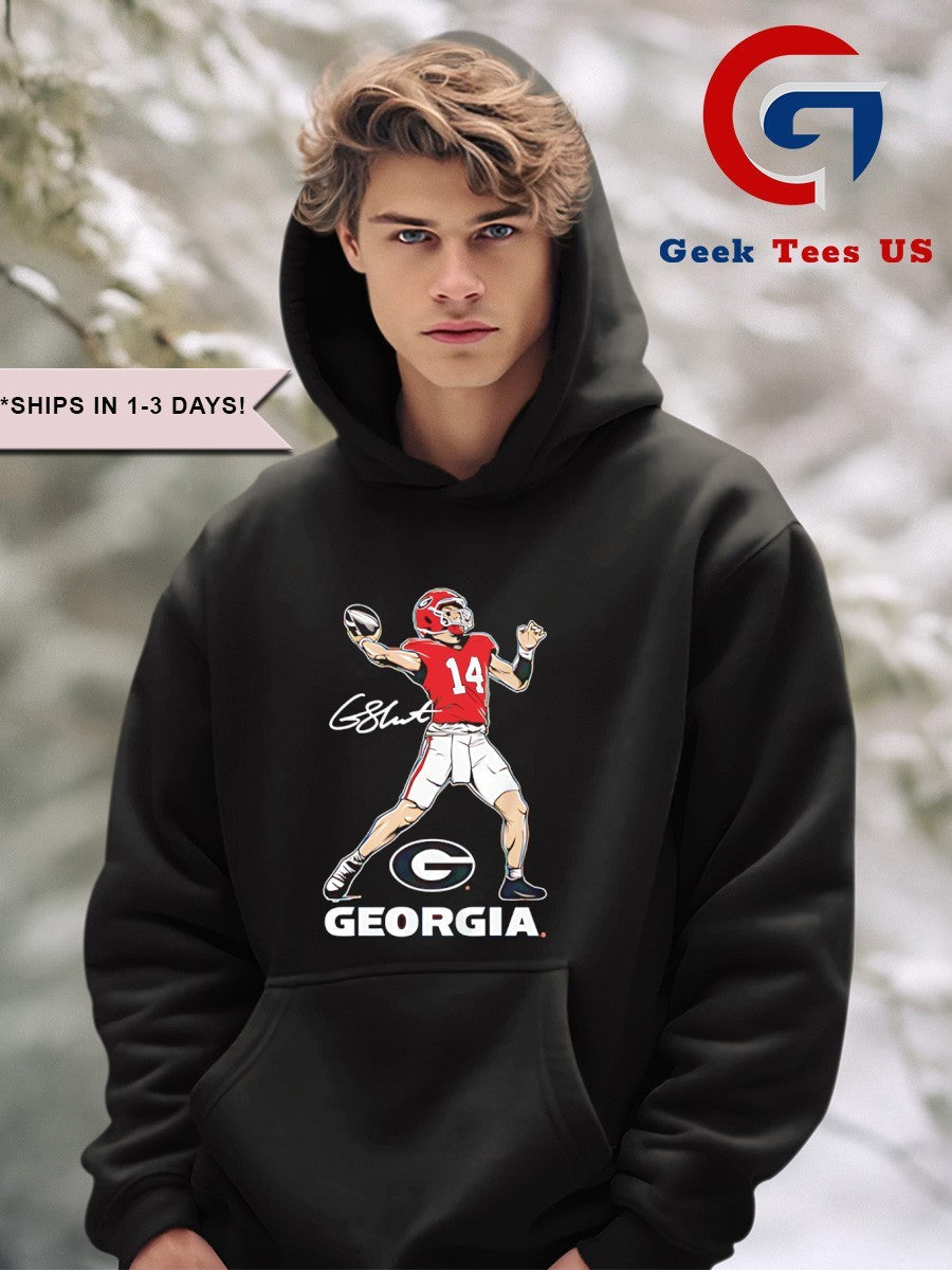 Gunner Stockton Georgia Bulldogs football superstar pose signature shirt